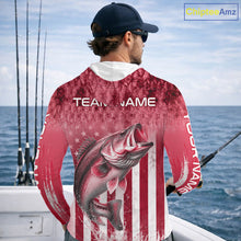 Load image into Gallery viewer, Custom Bass Fishing Shirt 3D Personalized Team Name Long Sleeve Hooded UV Protection Fishing Jersey|Red 