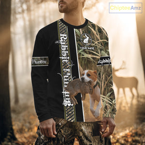 Custom Rabbit Hunting With Beagle Dog Camo 3D All Over Printed Shirt, Hunting Gift NHT161