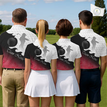 Load image into Gallery viewer, Custom Womens Golf Polo Shirt Red Black Gradient, Personalized Name Golf Shirt, Gift For Golfer NHT827