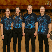 Load image into Gallery viewer, Custom Blue Fire Grim Reaper Bowling Jersey For Men Bowling Team Shirts Bowling League Polo &amp; 1/4 Zip NHT1146