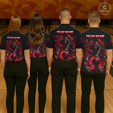 Load image into Gallery viewer, Custom Red Fire Grim Reaper Bowling Jersey For Womens Bowling Team Shirts Bowling League Polo &amp; 1/4 Zip NHT1147