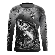 Load image into Gallery viewer, Gray Camo Bass Fishing Custom Long Sleeve Tournament Fishing Shirts, Fishing Shirt For Men NHT442