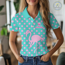 Load image into Gallery viewer, Women's Flamingo Golf Polo Shirt – Personalized Pink Flamingo Golf Jersey With Custom Name