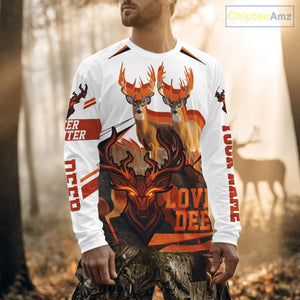White-tailed Deer Buck Pair 3D Printed Orange Shirt – Personalized Gifts for Deer Hunters NHT11