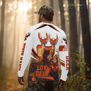 White-tailed Deer Buck Pair 3D Printed Orange Shirt – Personalized Gifts for Deer Hunters NHT11