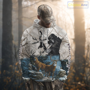 Blue Bowhunting Deer Camouflage Personalized Hunting Bow Grim Reaper Shirt NHT16
