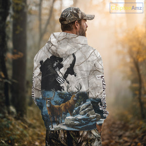 Blue Bowhunting Deer Camouflage Personalized Hunting Bow Grim Reaper Shirt NHT16