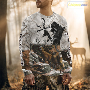 Brown Bowhunting Deer Camouflage Personalized Hunting Bow Grim Reaper Shirt NHT17
