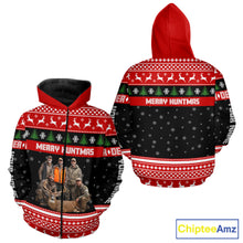 Load image into Gallery viewer, Custom Merry Huntmas Shirt – Personalized Deer Hunting Christmas Shirt with Your Photo NHT308
