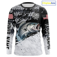 Load image into Gallery viewer, Custom Striped Bass Saltwater Fishing Shirts Long Sleeve, Bass Fishing Jersey For Men NHT519