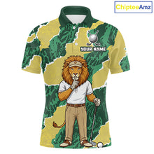 Load image into Gallery viewer, Custom Green Lion Mens Golf Polo Shirts, Lion Golf Team Jerseys