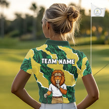 Load image into Gallery viewer, Custom Green Lion Womens Golf Polo Shirts, Lion Golf Team Jerseys