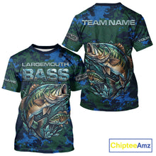 Load image into Gallery viewer, Green Camo Bass Short Sleeve Fishing T-Shirts, Bass Fishing Jersey, Performance Fishing Apparel NHT877