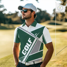 Load image into Gallery viewer, Green Mens Golf Polo Shirt Custom Golf Shirts For Team Personalized Golf Gifts NHT721