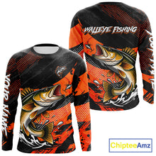 Load image into Gallery viewer, Personalized Walleye Fishing Long Sleeve Tournament Shirt For Men, Performance Fishing Shirt NHT461