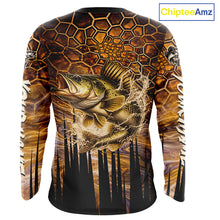 Load image into Gallery viewer, Custom Walleye Long Sleeve Tournament Camo Fishing Shirts, Walleye Fishing Jerseys NHT410