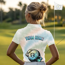 Load image into Gallery viewer, Funny Tie Dye Womens Golf Team Polo Shirt – Cartoon Golf Ball Golfer Shirt, Personalized Golf Family Team Shirt  NHT741