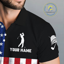 Load image into Gallery viewer, Personalized Mens Golf Polo Shirt American Flag Patriotic Golf Shirts Golf Gifts For Men NHT746
