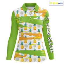 Load image into Gallery viewer, Personalized Pineapple Pattern Womens Golf Polo Shirts Team Golf Clothes Best Golf Gifts NHT753