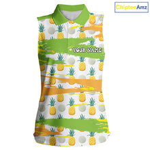 Load image into Gallery viewer, Personalized Pineapple Pattern Sleeveless Womens Golf Polo Shirts Team Golf Clothes Best Golf Gifts NHT753