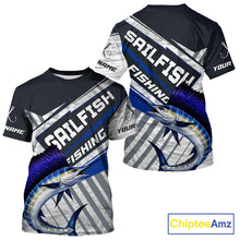 Load image into Gallery viewer, Personalized Sailfish Fishing Jerseys For Fishing Team, Sailfish Short Sleeve Fishing T-Shirt NHT920