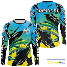 Load image into Gallery viewer, Personalized Mahi Mahi Fishing Shirts Long Sleeve Custom Team Name, Fishing Jersey For Men NHT479