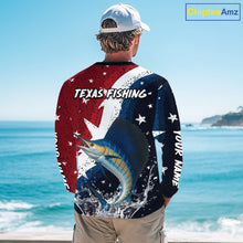 Load image into Gallery viewer, Personalized Texas Flag Sailfish Fishing Shirt Jerseys, Texas Sailfish Fishing Shirts Long Sleeve For Men NHT763
