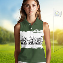 Load image into Gallery viewer, Funny Sleeveless Womens Golf Polo Shirt Green And White Golf Balls Personalized Golf Shirts For Womens NHT787