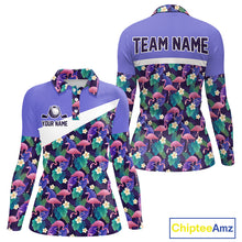 Load image into Gallery viewer, Purple Flamingo Tropical Pattern Womens Golf Polo Shirt Custom Golf Shirts For Golfer NHT584