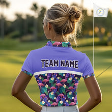 Load image into Gallery viewer, Purple Flamingo Tropical Pattern Womens Golf Polo Shirt Custom Golf Shirts For Golfer NHT584