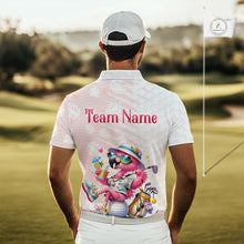 Load image into Gallery viewer, Funny Flamingo Golf Shirt With Pattern Pink Tropical – Personalized Name &amp; Team Custom Polo for Men NHT597