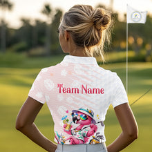 Load image into Gallery viewer, Funny Flamingo Golf Shirt With Pattern Pink Tropical – Personalized Name &amp; Team Custom Polo For Womens NHT597