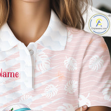 Load image into Gallery viewer, Funny Flamingo Golf Shirt With Pattern Pink Tropical – Personalized Name &amp; Team Custom Polo For Womens NHT597
