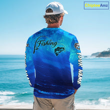 Load image into Gallery viewer, Custom Name Royal Blue Bass Fishing Jersey - Personalized 3D Long Sleeve Fishing Shirt For Men