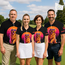 Load image into Gallery viewer, Personalized Golden Retriever Womens Golf Polo Shirt – Vintage Neon Golf Design NHT991