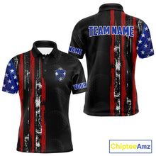 Load image into Gallery viewer, Custom Mens Golf Polo Shirt USA Flag, Golf Family Team Shirt, School Team Golf Shirt, Patriotic Golf Shirt NHT715
