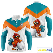 Load image into Gallery viewer, Personalized Cool Rooster Golf Polo Shirt Custom Name Funny Chicken Golf Shirt
