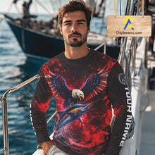 Load image into Gallery viewer, Patriotic Eagle Marlin Fishing Shirt Long Sleeve, Performance Fishing Shirt NHT428