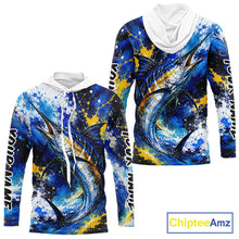 Load image into Gallery viewer, Custom Marlin Fishing Jersey – Saltwater Fishing Shirt Long Sleeve Hooded For Men