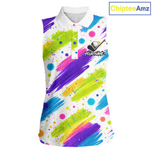Load image into Gallery viewer, Personalized Colorful Paint Stroke Sleeveless Golf Polo Shirt Flaming Golf Ball Custom Best Team Golf Shirts NHT624