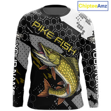 Load image into Gallery viewer, Custom Pike Long Sleeve Fishing Shirts For Men, Design Pike Fishing Jerseys NHT446