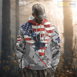 Deer Hunting 3D US Flag Camo Gray Grim Reaper Deer Skull Full Printing Custom Name Shirt NHT203