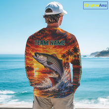 Load image into Gallery viewer, Personalized Striped Bass Fish Fishing Shirt Long Sleeve – Sunset Ocean Design NHT711