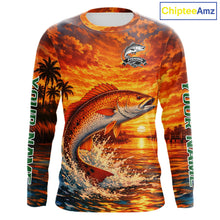 Load image into Gallery viewer, Personalized Redfish Fish Fishing Shirt Long Sleeve – Sunset Ocean Design NHT712