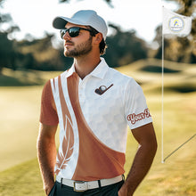 Load image into Gallery viewer, Funny Mens Golf Polo Shirt Custom Brown And White Platypus Pattern White Golf Shirts NHT576