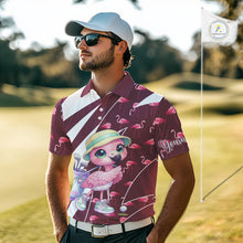 Load image into Gallery viewer, Cute Pink Flamingo Custom Pattern Funny Golf Shirts For Mens, Flamingo Golf Team Shirt NHT593