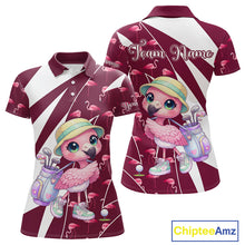 Load image into Gallery viewer, Cute Pink Flamingo Custom Pattern Funny Golf Shirts For Women, Flamingo Golf Team Shirt NHT593