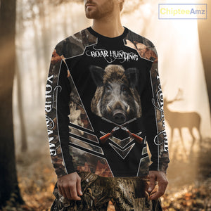 Personalized Wild Hog Hunting Camo Full Printing Shirts, Gift For Hunters NHT163