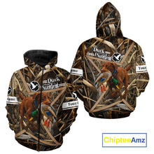 Load image into Gallery viewer, Mallard Duck Hunting Shirts With Dog Chocolate Lab, Personalized Hunting Clothes NHT183
