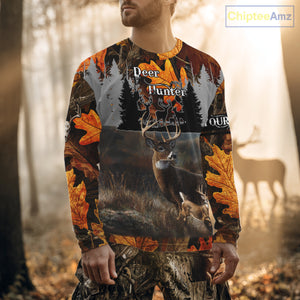 Whitetail Deer Hunting Orange Camo Autumn - Personalized All Over Print Deer Hunting Clothes NHT184